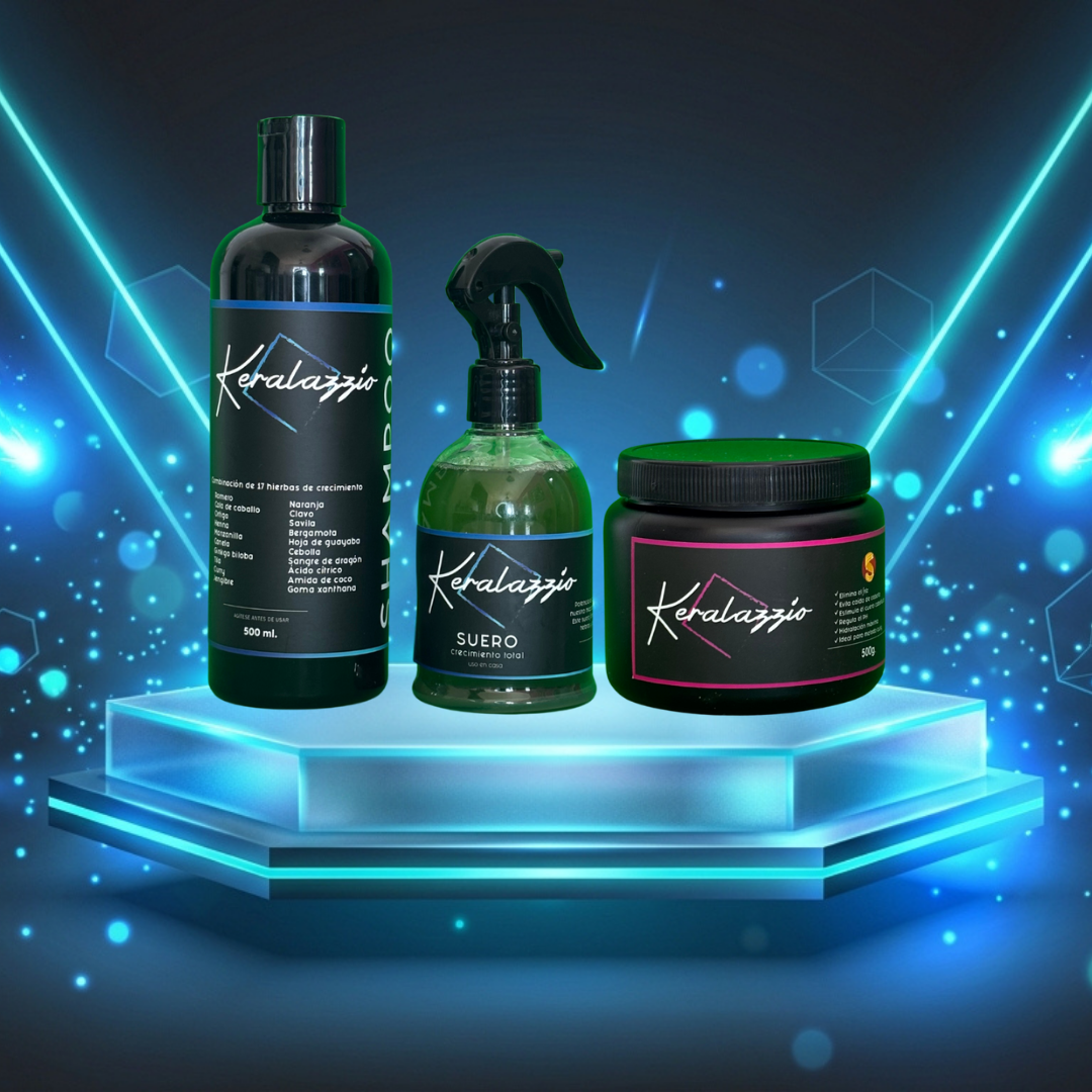 Kit Crecimiento total Premium - Shampoo + Suero + Activador de Rizos