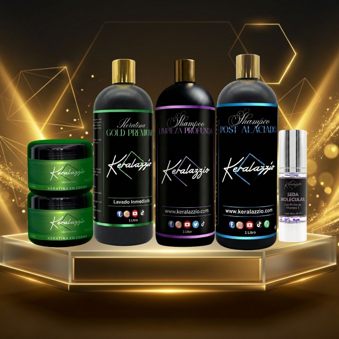 1L Keratina Premium + 1L shampoo anti residuos + kit post alaciado