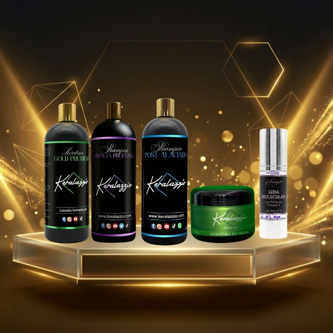 1/2 Keratina Gold + 1/2 shampoo antiresiduos + kit post alaciado