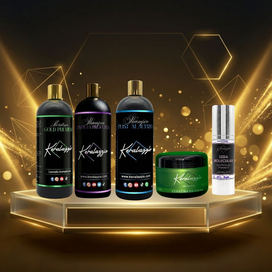 1/2 Keratina Gold + 1/2 shampoo antiresiduos + kit post alaciado