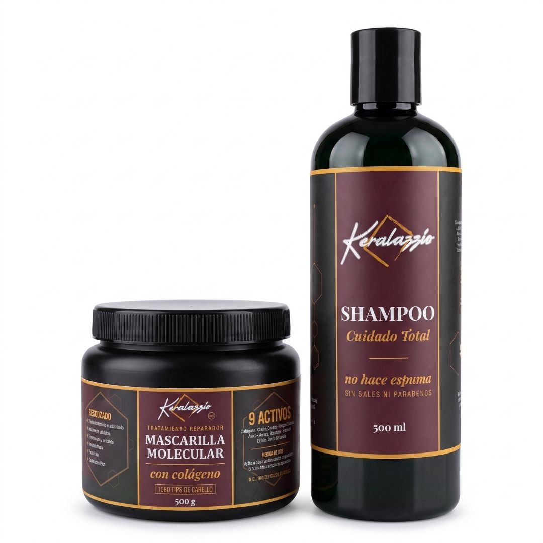 Mascarilla Molecular con colágeno Keralazzio, 500g, fondo blanco