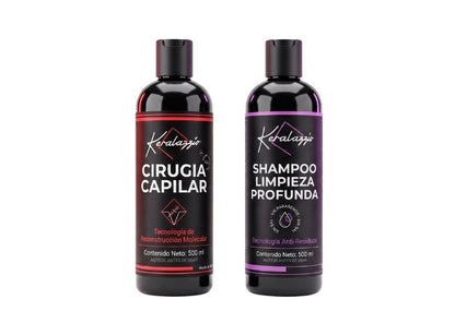 Cirugía Capilar Keralazzio 500ml con Shampoo Anti Residuos
